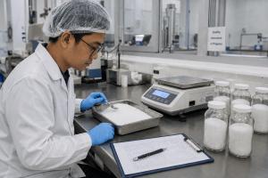 quality control garam industri di laboratorium
